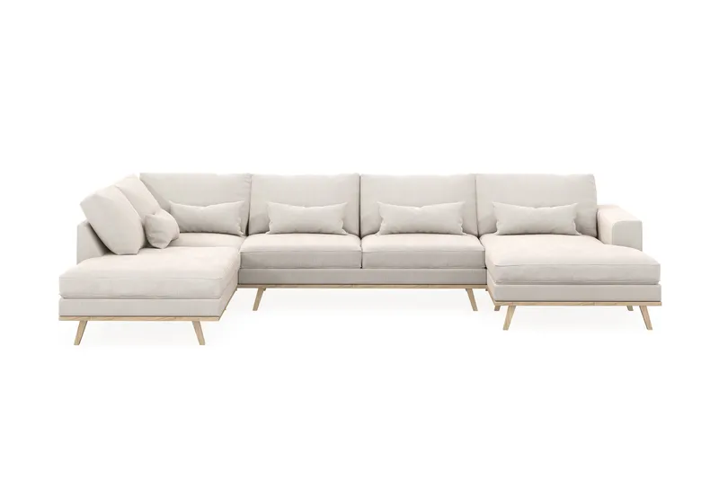 Copenhagen 5-sits Vänstervänd U-formad Soffa med Divan och Schäslong i Sammet - Krämvit - Products - Möbler - Soffa - Sammetssoffa