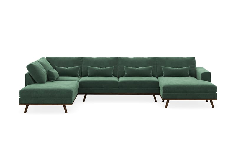 Copenhagen 5-sits Vänstervänd U-formad Soffa med Divan och Schäslong i Sammet - Mörkgrön - Products - Möbler - Soffa - Sammetssoffa
