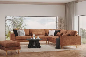 Copenhagen 6-sits L-formad Hörnsoffa i Konstläder - Brun - Products - Möbler - Soffa - Hörnsoffa