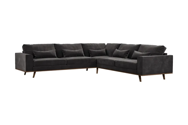 Copenhagen 6-sits L-formad Hörnsoffa i Sammet - Mörkgrå - Products - Möbler - Soffa - Sammetssoffa