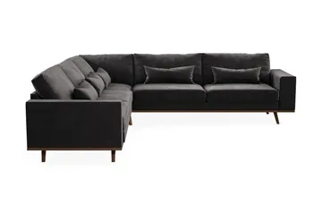 Copenhagen 6-sits L-formad Hörnsoffa i Sammet - Mörkgrå - Products - Möbler - Soffa - Sammetssoffa