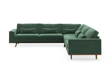Copenhagen 6-sits L-formad Hörnsoffa i Sammet - Mörkgrön - Products - Möbler - Soffa - Sammetssoffa