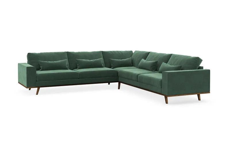 Copenhagen 6-sits L-formad Hörnsoffa i Sammet - Mörkgrön - Products - Möbler - Soffa - Sammetssoffa