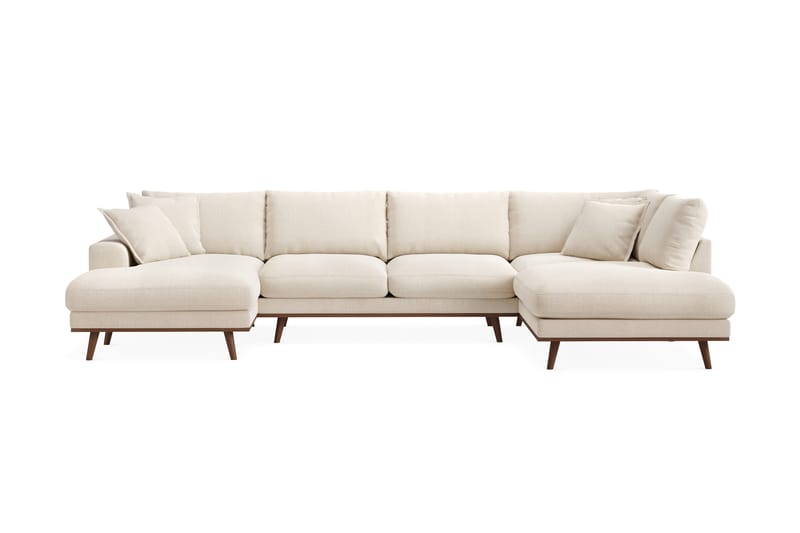 Copenhagen Premium 5-sits Högervänd U-formad Djup Soffa med Divan och Schäslong i Chenille, Ljusbeige