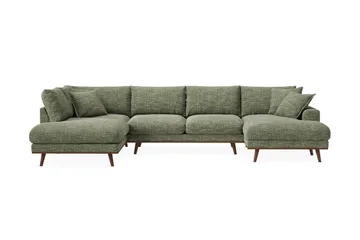 Copenhagen Premium 5-sits Vänstervänd U-formad Djup Soffa med Divan och Schäslong i Chenille - Grön - Products - Möbler - Soffa - U-soffa