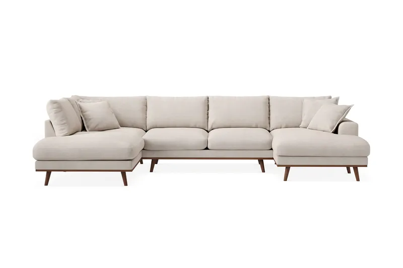Copenhagen Premium 5-sits Vänstervänd U-formad Djup Soffa med Divan och Schäslong i Tyg - Beige - Products - Möbler - Soffa - U-soffa