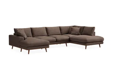 Copenhagen Premium 5-sits Högervänd U-formad Djup Soffa med Divan och Schäslong i Tyg - Mörkbrun - Products - Möbler - Soffa - U-soffa