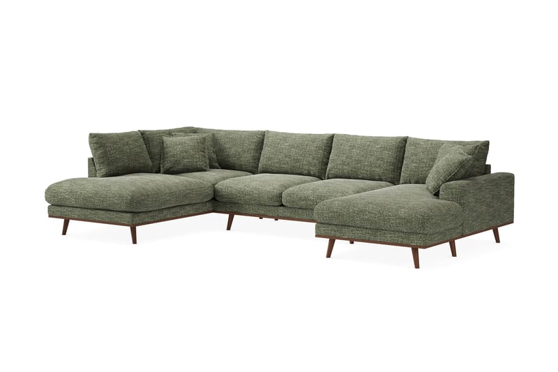 Copenhagen Premium 5-sits Vänstervänd U-formad Djup Soffa med Divan och Schäslong i Chenille - Grön - Products - Möbler - Soffa - U-soffa