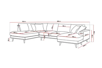 Copenhagen Premium 5-sits Vänstervänd U-formad Djup Soffa med Divan och Schäslong i Tyg - Brun - Products - Möbler - Soffa - U-soffa