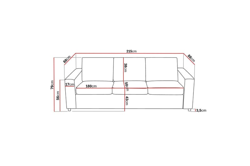 Crazy 3-sits Tygsoffa - Antracit - Products - Möbler - Soffa - 3 sits soffa