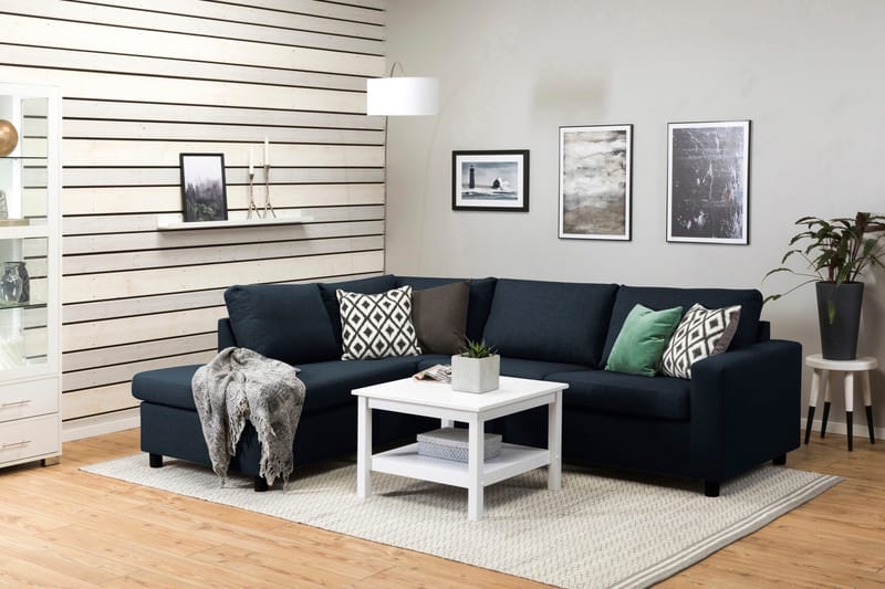 Crazy 3-sits Vänstervänd L-formad Schäslongsoffa i Tyg - Blå - Products - Möbler - Soffa - Divansoffa & schäslongsoffa