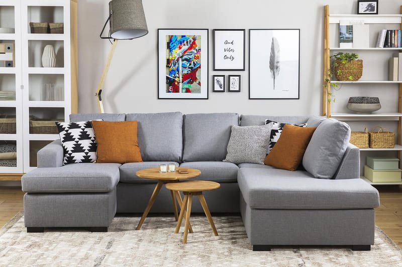 Crazy 4-sits Vänstervänd U-formad Large Soffa med Divan och Schäslong i Tyg - Grå - Products - Möbler - Soffa - U-soffa