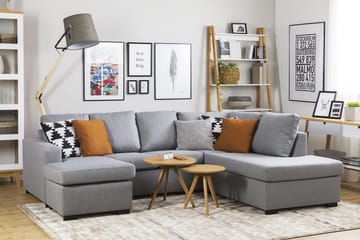 Crazy 4-sits Vänstervänd U-formad Large Soffa med Divan och Schäslong i Tyg - Grå - Products - Möbler - Soffa - U-soffa