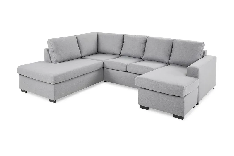 Crazy 4-sits Vänstervänd U-formad Large Soffa med Divan och Schäslong i Tyg - Grå - Products - Möbler - Soffa - U-soffa