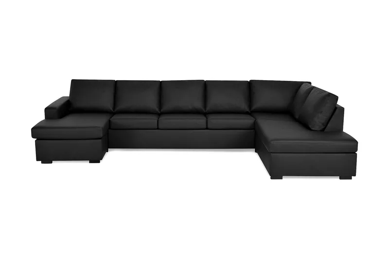 Crazy 5-sits Högervänd U-formad X-Large Soffa med Divan och Schäslong i Konstläder - Svart - Products - Möbler - Soffa - U-soffa