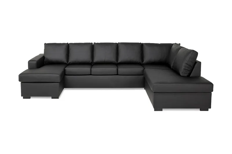 Crazy 5-sits Högervänd U-formad X-Large Soffa med Divan och Schäslong i Konstläder - Svart - Products - Möbler - Soffa - U-soffa