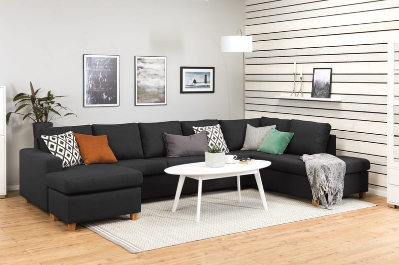 Crazy 5-sits Högervänd U-formad X-Large Soffa med Divan och Schäslong i Tyg - Antracit - Products - Möbler - Soffa - U-soffa