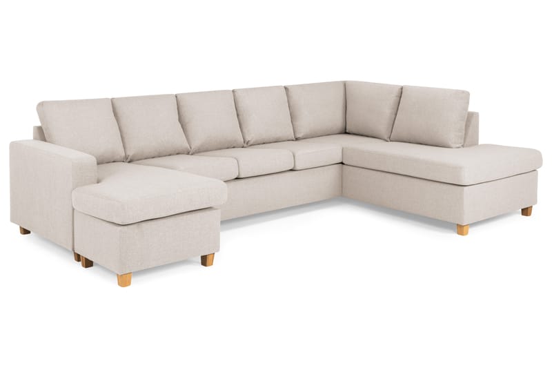 Crazy 5-sits Högervänd U-formad X-Large Soffa med Divan och Schäslong i Tyg - Beige - Products - Möbler - Soffa - U-soffa