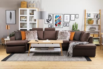 Crazy 5-sits Högervänd U-formad X-Large Soffa med Divan och Schäslong i Tyg - Brun - Products - Möbler - Soffa - U-soffa