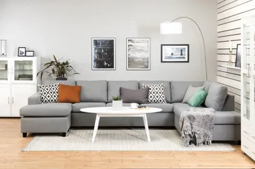 Crazy 5-sits Högervänd U-formad X-Large Soffa med Divan och Schäslong i Tyg - Grå - Products - Möbler - Soffa - U-soffa