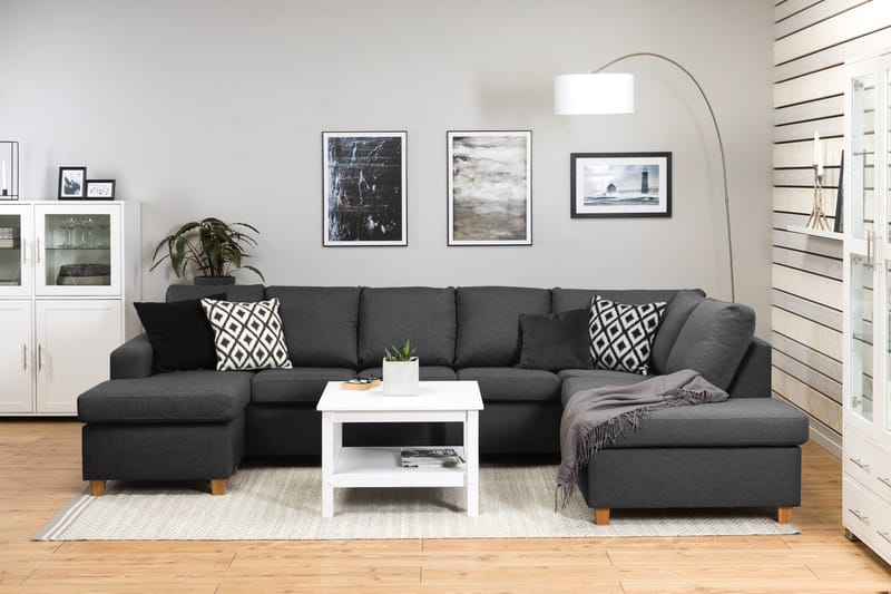 Crazy 5-sits Högervänd U-formad X-Large Soffa med Divan och Schäslong i Tyg - Mörkgrå - Products - Möbler - Soffa - U-soffa