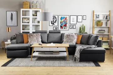 Crazy 5-sits Högervänd U-formad X-Large Soffa med Divan och Schäslong i Tyg - Mörkgrå - Products - Möbler - Soffa - U-soffa