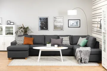 Crazy 5-sits Högervänd U-formad X-Large Soffa med Divan och Schäslong i Tyg - Mörkgrå - Products - Möbler - Soffa - U-soffa