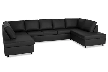 Crazy 5-sits U-formad Soffa med dubbelschäslong i Konstläder - Svart - Products - Möbler - Soffa - U-soffa