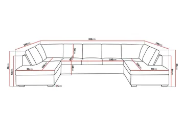 Crazy 5-sits U-formad Soffa med dubbelschäslong i Konstläder - Svart - Products - Möbler - Soffa - U-soffa