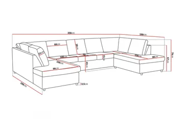 Crazy 5-sits U-formad Soffa med dubbelschäslong i Tyg - Antracit - Products - Möbler - Soffa - U-soffa