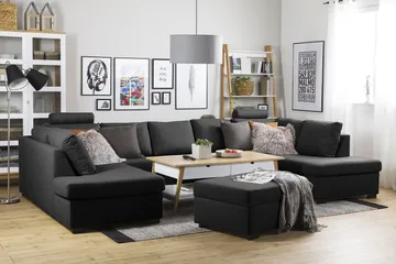 Crazy 5-sits U-formad Soffa med dubbelschäslong i Tyg - Antracit - Products - Möbler - Soffa - U-soffa