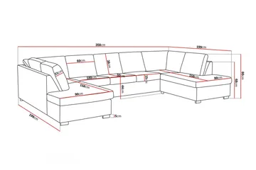 Crazy 5-sits U-formad Soffa med dubbelschäslong i Tyg - Mörkgrå - Products - Möbler - Soffa - U-soffa