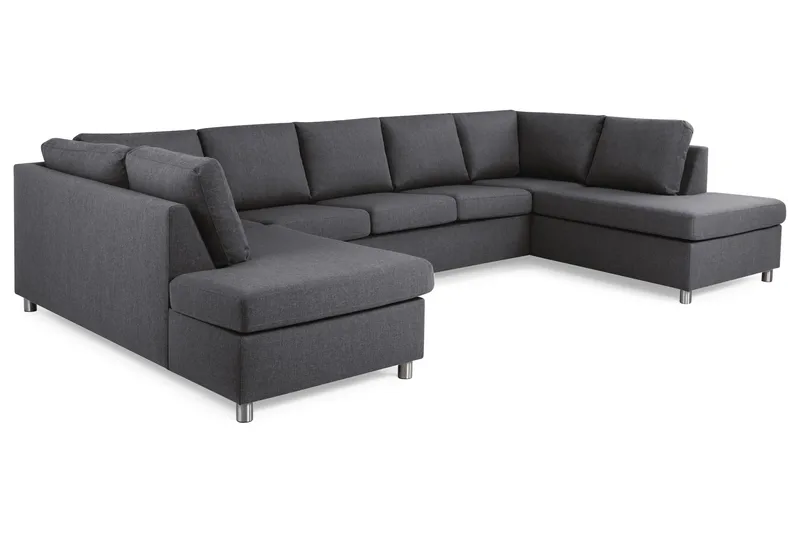 Crazy 5-sits U-formad Soffa med dubbelschäslong i Tyg - Mörkgrå - Products - Möbler - Soffa - U-soffa