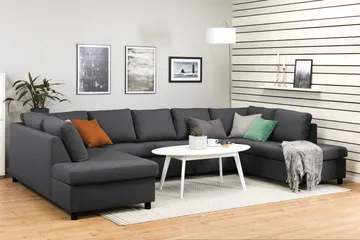Crazy 5-sits U-formad Soffa med dubbelschäslong i Tyg - Mörkgrå - Products - Möbler - Soffa - U-soffa