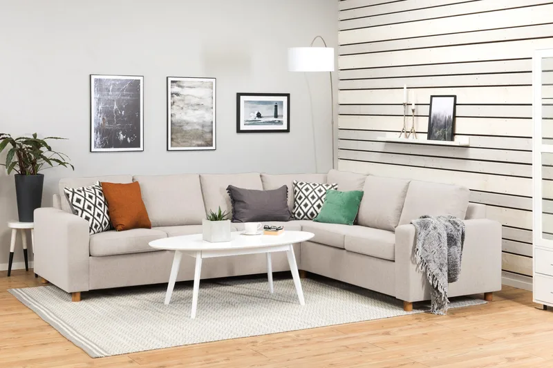Crazy 5-sits Vändbar L-formad Large Hörnsoffa i Tyg - Beige - Products - Möbler - Soffa - Hörnsoffa