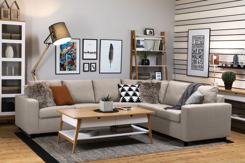 Crazy 5-sits Vändbar L-formad Large Hörnsoffa i Tyg - Beige - Products - Möbler - Soffa - Hörnsoffa