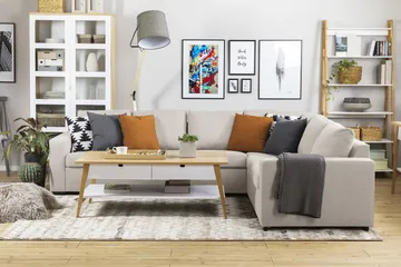 Crazy 5-sits Vändbar L-formad Large Hörnsoffa i Tyg - Beige - Products - Möbler - Soffa - Hörnsoffa