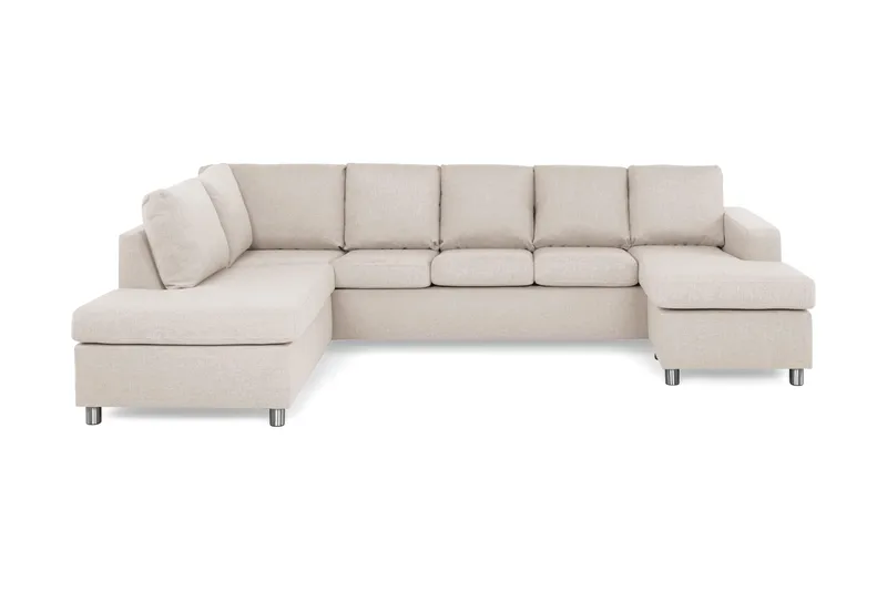 Crazy 5-sits Vänstervänd U-formad Soffa med Divan och Schäslong i Tyg, Beige