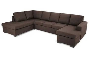 Crazy 5-sits Vänstervänd U-formad Soffa med Divan och Schäslong i Tyg - Brun - Products - Möbler - Soffa - U-soffa