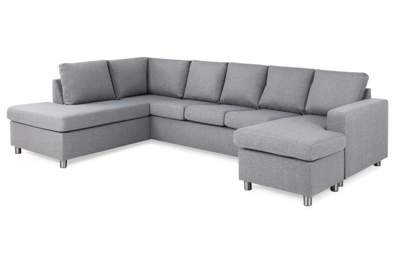 Crazy 5-sits Vänstervänd U-formad Soffa med Divan och Schäslong i Tyg - Grå - Products - Möbler - Soffa - U-soffa