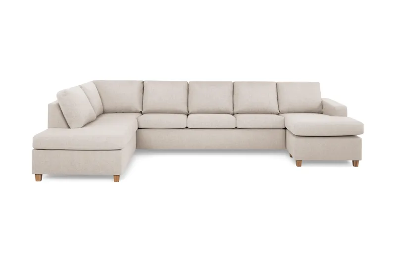 Crazy 5-sits Vänstervänd U-formad X-Large Soffa med Divan och Schäslong i Tyg - Beige - Products - Möbler - Soffa - U-soffa