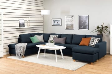 Crazy 5-sits Vänstervänd U-formad X-Large Soffa med Divan och Schäslong i Tyg - Blå - Products - Möbler - Soffa - U-soffa