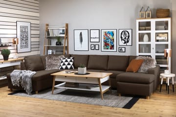Crazy 5-sits Vänstervänd U-formad X-Large Soffa med Divan och Schäslong i Tyg - Brun - Products - Möbler - Soffa - U-soffa