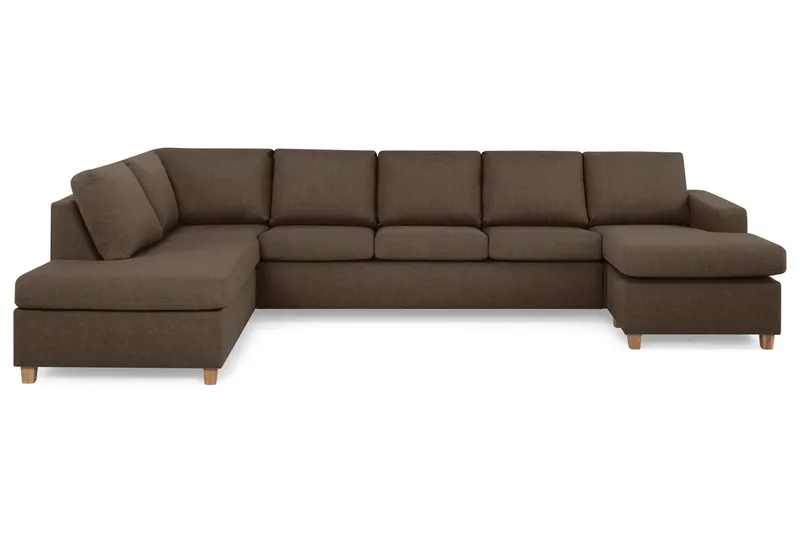 Crazy 5-sits Vänstervänd U-formad X-Large Soffa med Divan och Schäslong i Tyg, Brun