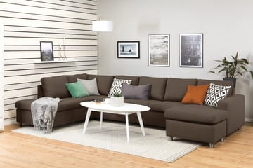 Crazy 5-sits Vänstervänd U-formad X-Large Soffa med Divan och Schäslong i Tyg - Brun - Products - Möbler - Soffa - U-soffa
