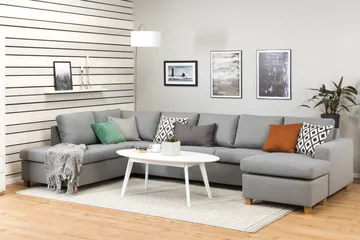 Crazy 5-sits Vänstervänd U-formad X-Large Soffa med Divan och Schäslong i Tyg - Grå - Products - Möbler - Soffa - U-soffa