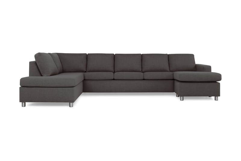 Crazy 5-sits Vänstervänd U-formad X-Large Soffa med Divan och Schäslong i Tyg, Mörkgrå