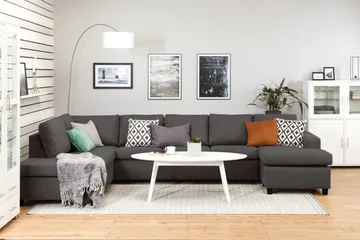 Crazy 5-sits Vänstervänd U-formad X-Large Soffa med Divan och Schäslong i Tyg - Mörkgrå - Products - Möbler - Soffa - U-soffa
