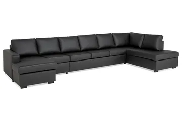 Crazy 6-sits Högervänd U-formad XX-Large Soffa med Divan och Schäslong i Konstläder - Svart - Products - Möbler - Soffa - U-soffa