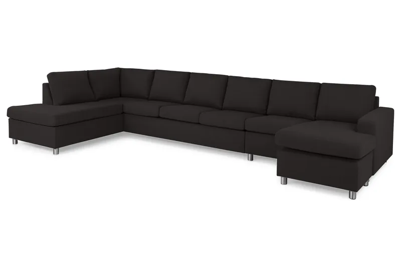 Crazy 6-sits Vänstervänd U-formad XX-Large Soffa med Divan och Schäslong i Tyg - Antracit - Products - Möbler - Soffa - U-soffa